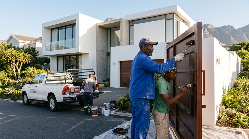 Professional anti-rust coating team applying rust protection to a metal gate in Tokai